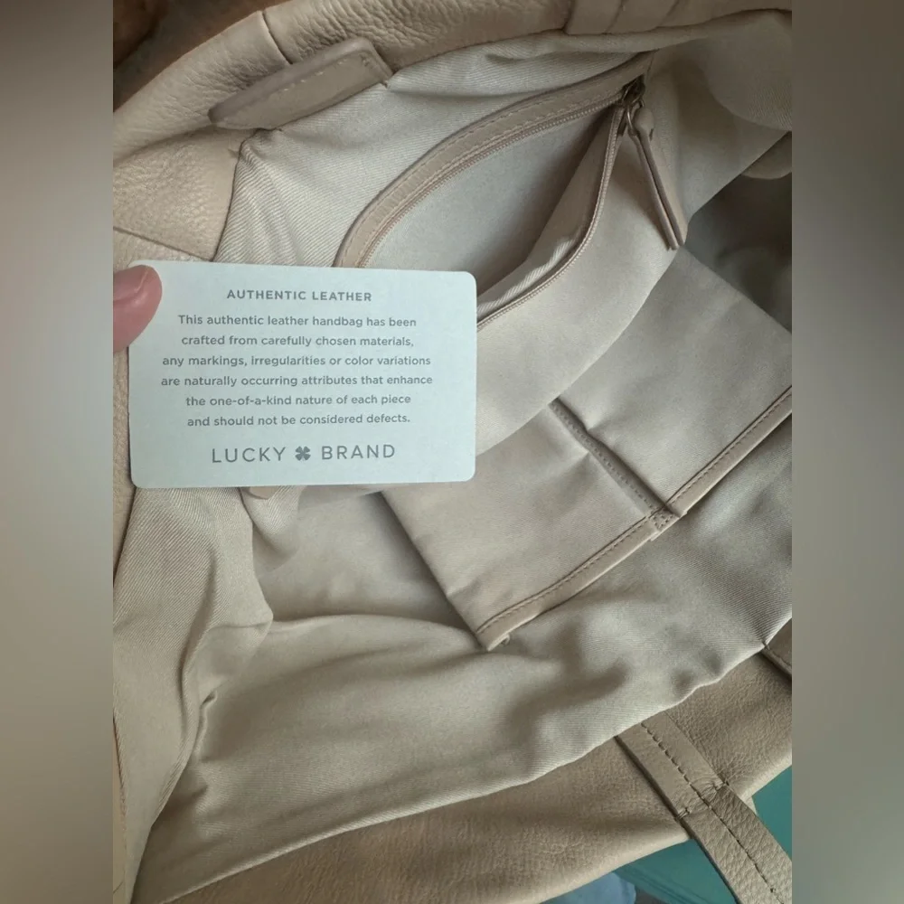 Lucky Brand Purse Womens Macadamia Aeyn Oversized Tote Knot Tassels Leather Bag - Picture 3 of 4